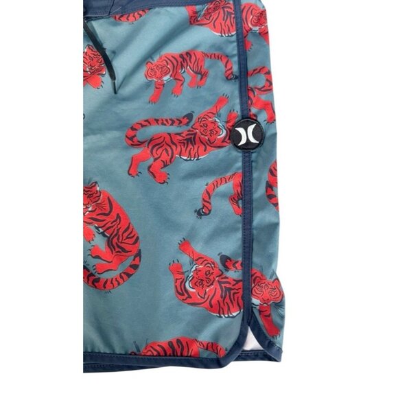 Hurley Phantom Men's Sz 34 Blue W/ Orange Tiger Print Boardshorts Board Shorts - Picture 4 of 8